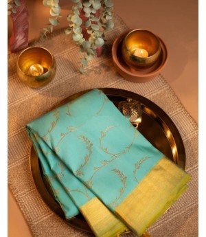 Banarasi Silk Saree All Over Gold Zari Weave With Plain Gold Zari Brocade