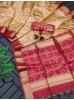 Beige Tussar Silk All Over Bandhani Weaving Patola Pallu With Zari Border Saree