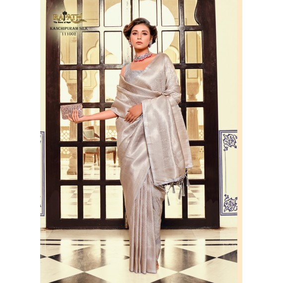 Graphite Kanjivaram Silk All Over Rich Zari Weaved Body Pallu Border Saree