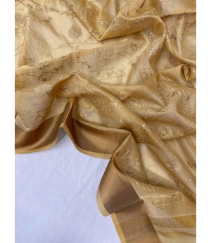 Clay Tissue Silk Embroidered All Over With Rich Pallu & Zari Border Saree