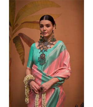 Pink Handloom Banarasi Silk Zari Weaved Rich Pallu Saree