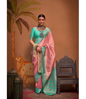 Pink Handloom Banarasi Silk Zari Weaved Rich Pallu Saree