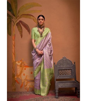 Lavender Handloom Banarasi Silk Zari Weaved Rich Pallu Saree